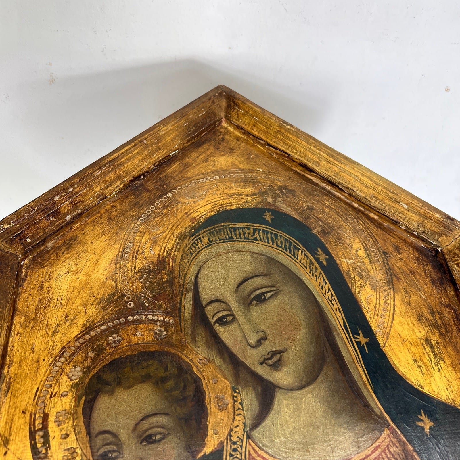 Icona Bizantina stile antica Placca religiosa sacra in legno Madonna col Bambino Categoria  Oggetti sacri - rosari