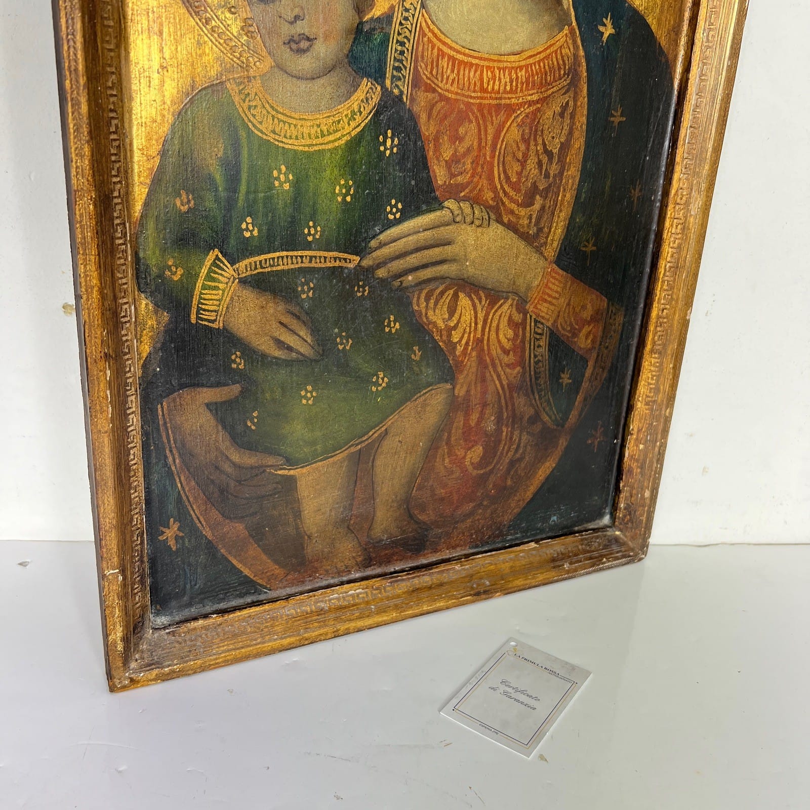Icona Bizantina stile antica Placca religiosa sacra in legno Madonna col Bambino Categoria  Oggetti sacri - rosari