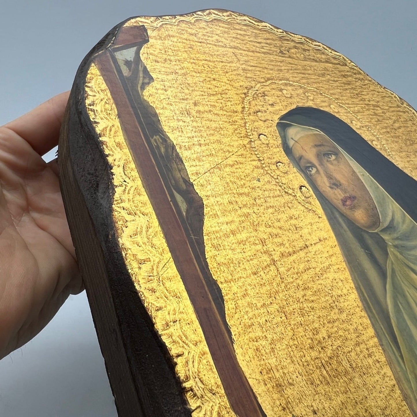 Icona fiorentina religiosa stile antico in legno e oro Santa Rita da Cascia Categoria  Oggetti sacri - rosari