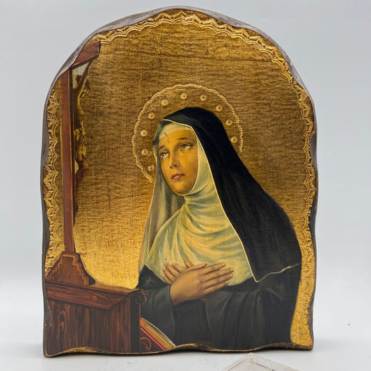 Icona fiorentina religiosa stile antico in legno e oro Santa Rita da Cascia Categoria  Oggetti sacri - rosari