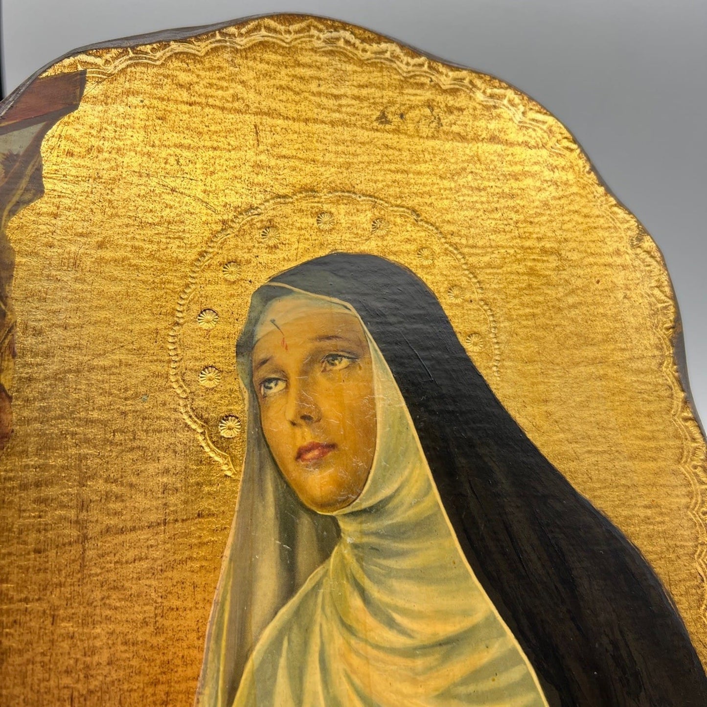 Icona fiorentina religiosa stile antico in legno e oro Santa Rita da Cascia Categoria  Oggetti sacri - rosari