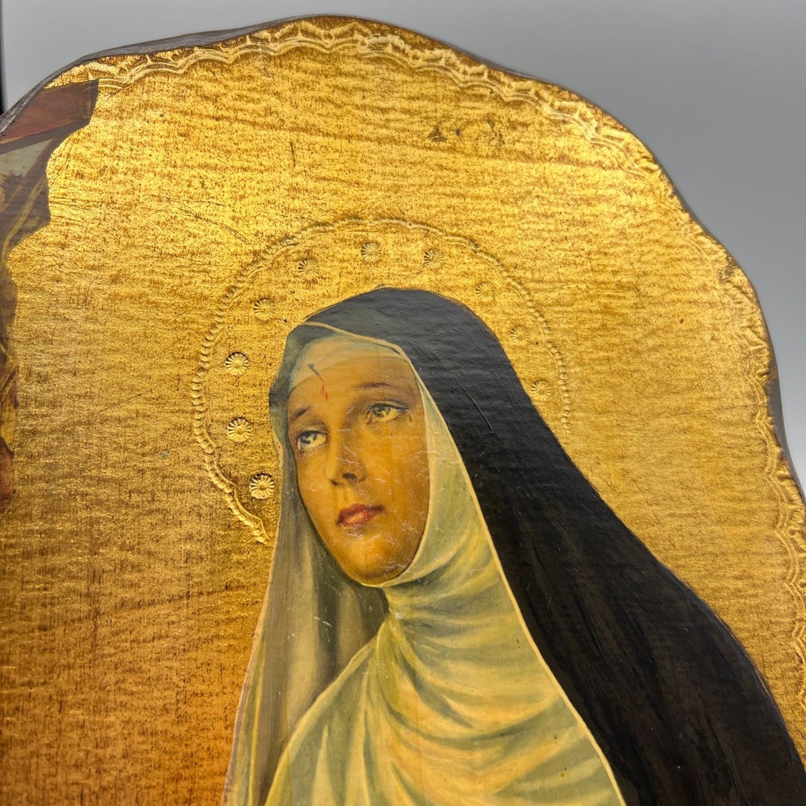 Icona fiorentina religiosa stile antico in legno e oro Santa Rita da Cascia Categoria  Oggetti sacri - rosari