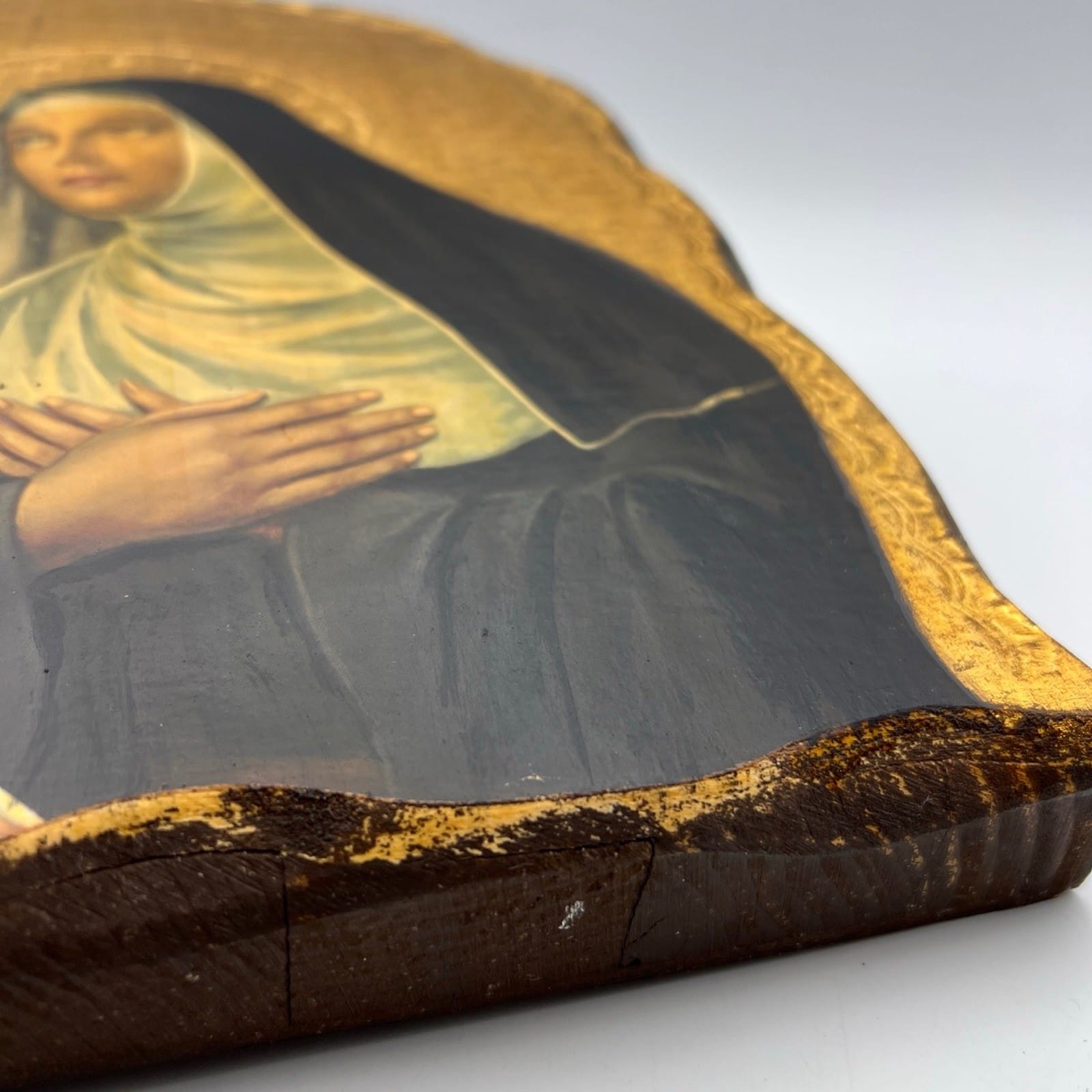 Icona fiorentina religiosa stile antico in legno e oro Santa Rita da Cascia Categoria  Oggetti sacri - rosari