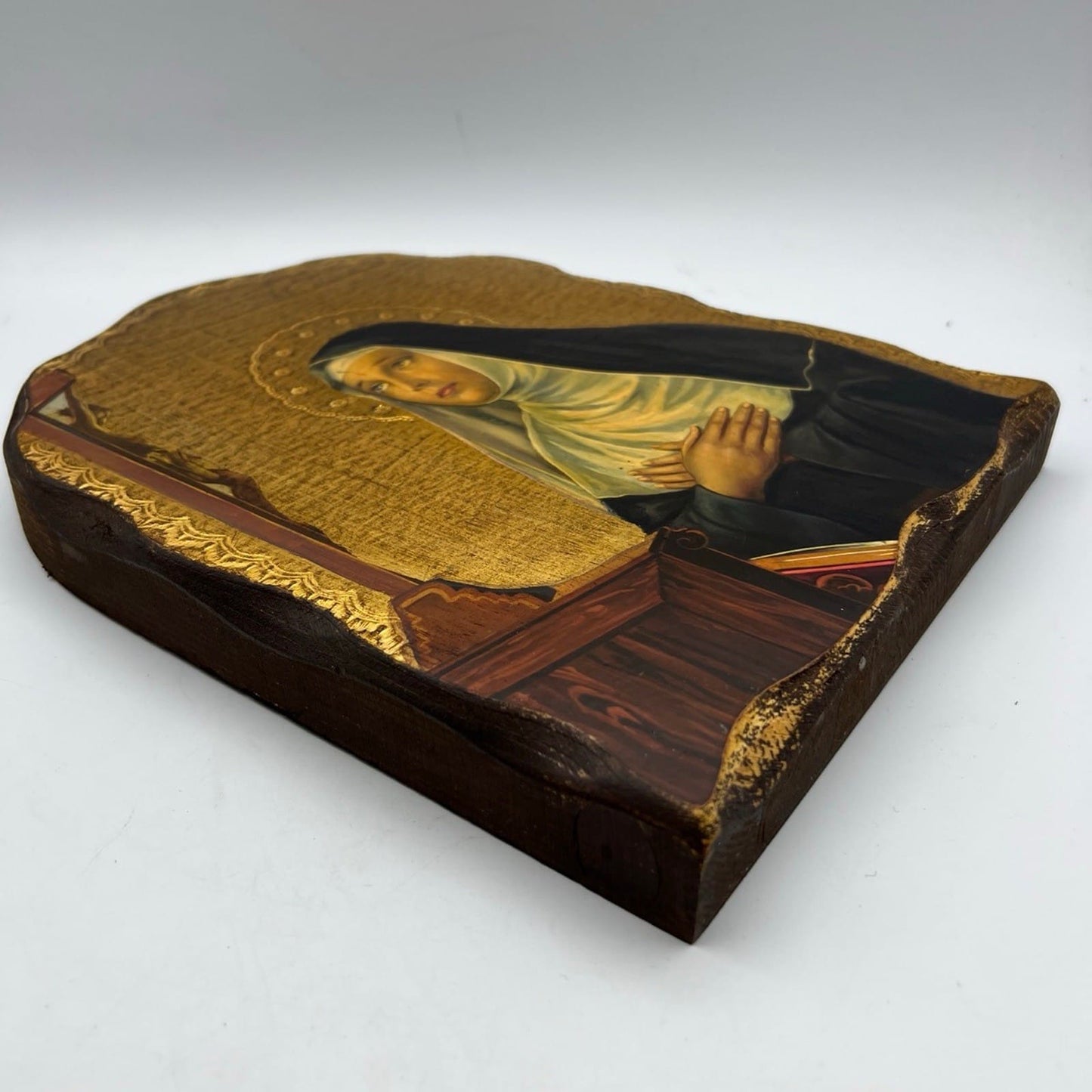 Icona fiorentina religiosa stile antico in legno e oro Santa Rita da Cascia Categoria  Oggetti sacri - rosari