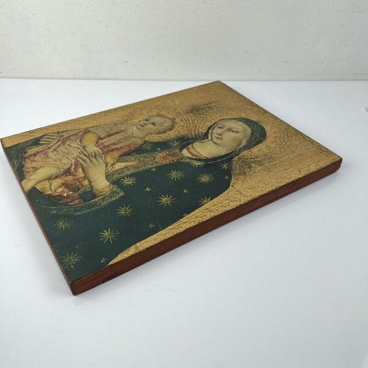 Icona Madonna con Bambino bizantina antica in tavola legno e oro Fiorentina Categoria  Oggetti sacri - rosari