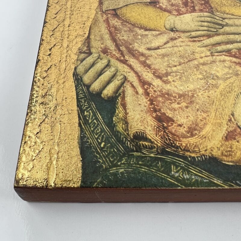 Icona Madonna con Bambino bizantina antica in tavola legno e oro Fiorentina Categoria  Oggetti sacri - rosari