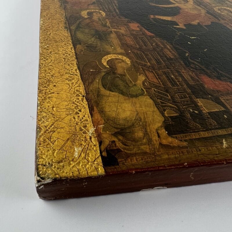 Icona Madonna con Bambino bizantina antica in tavola legno e oro Fiorentina Categoria  Oggetti sacri - rosari