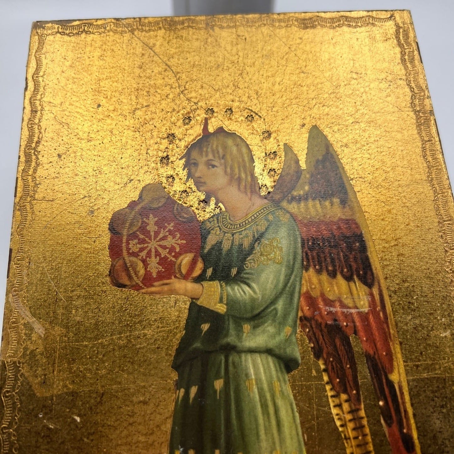 Icona stile antica in tavola legno e oro Fiorentina Angelo Musicante B.Angelico Categoria  Oggetti sacri - rosari