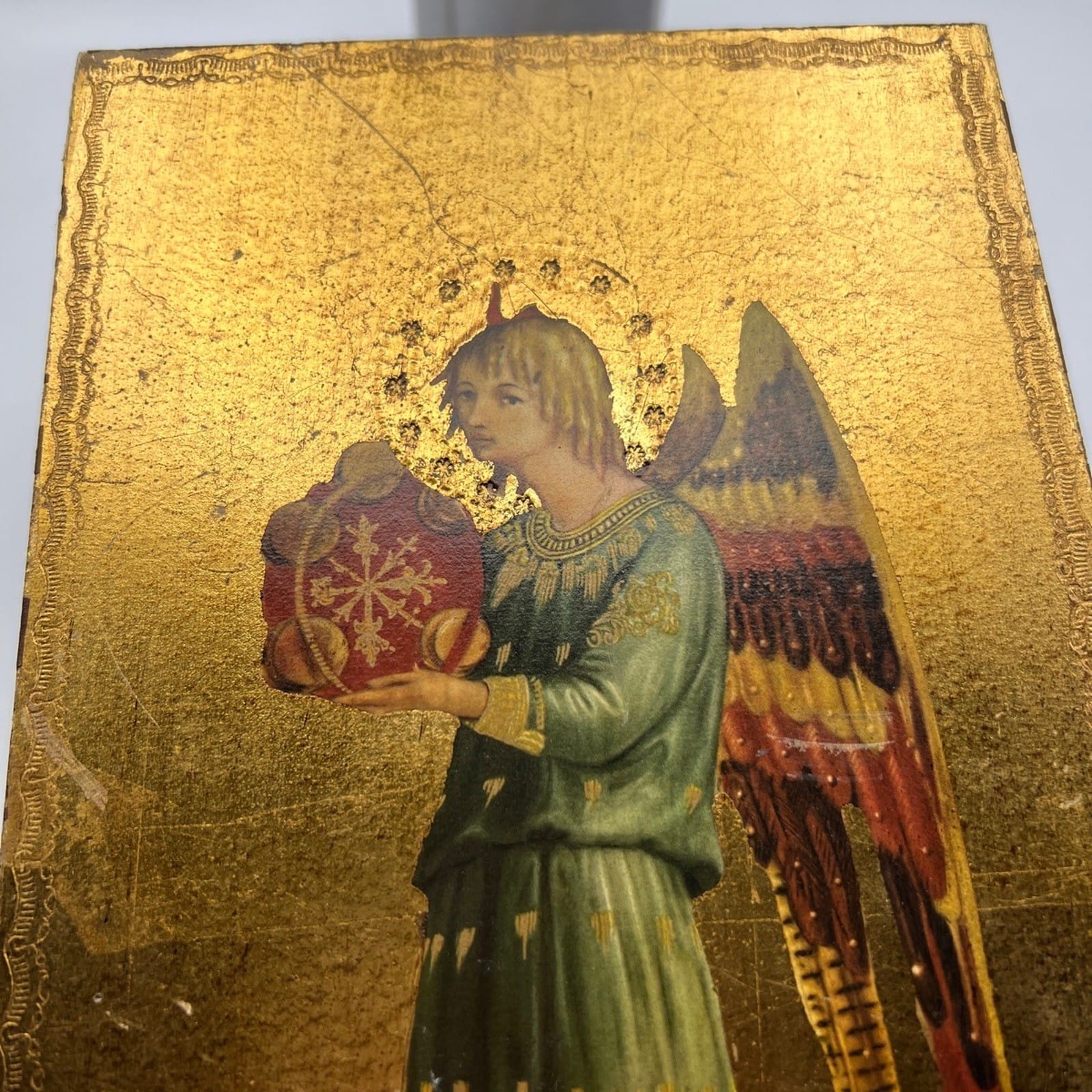 Icona stile antica in tavola legno e oro Fiorentina Angelo Musicante B.Angelico Categoria  Oggetti sacri - rosari