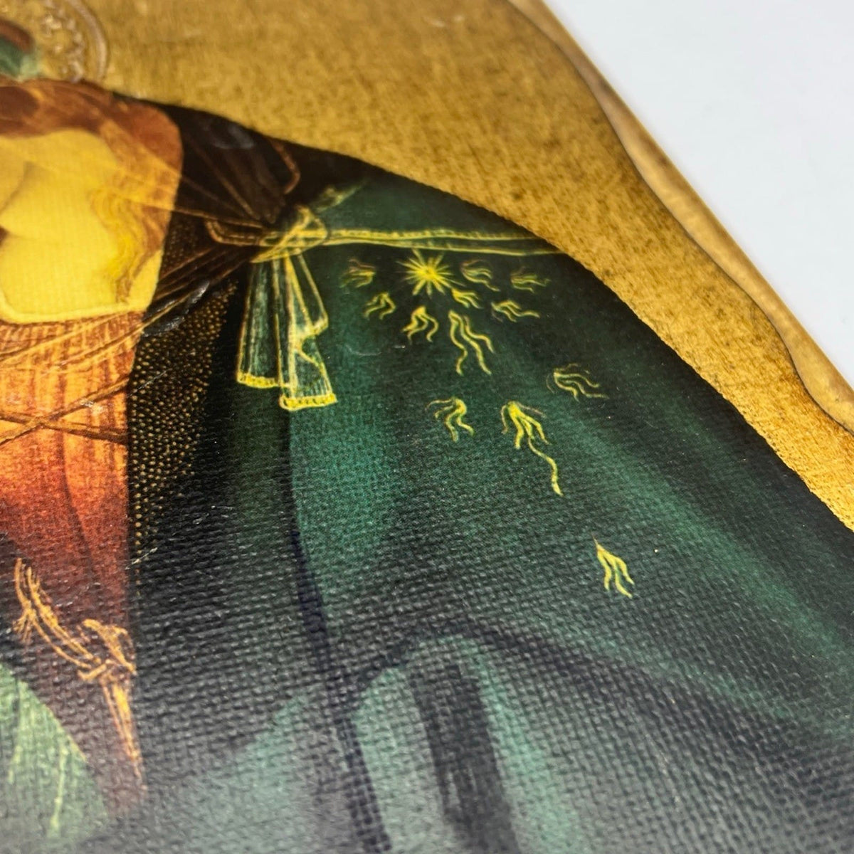 Icona stile antica religiosa sacra in legno su tavola dorato Madonna del Libro Categoria  Oggetti sacri - rosari