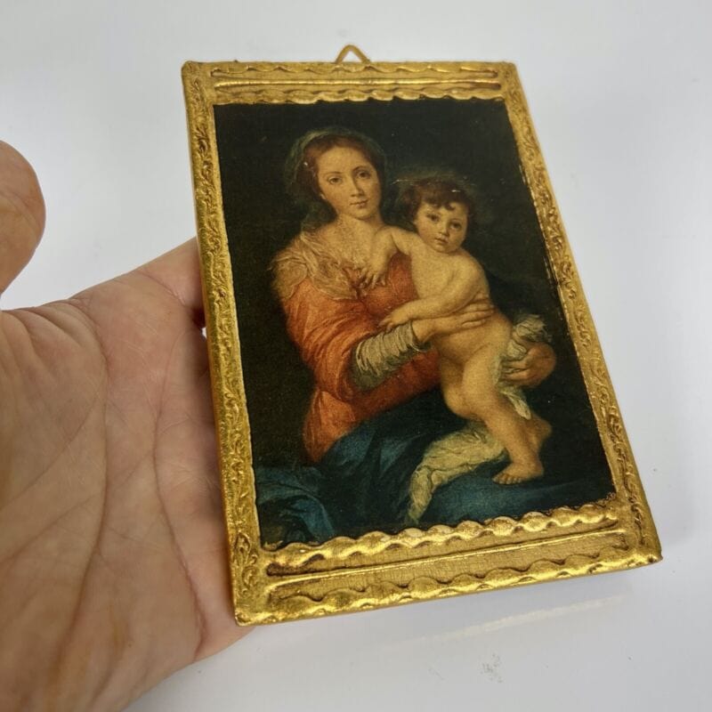 La Vergine col figlio Madonna con il bambino antica in legno oro Icona religiosa Categoria  Oggetti sacri - rosari