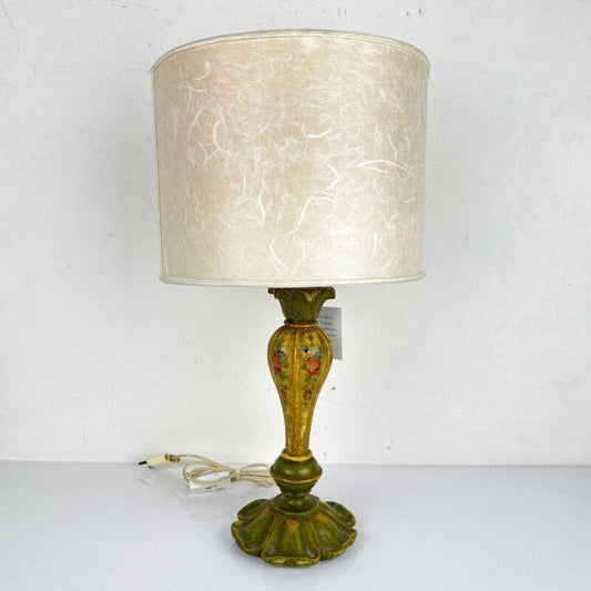 Lampada antica fiorentina da tavolo vintage Abatjour Lume in legno dipinto Verde Categoria  Lampade Appliques