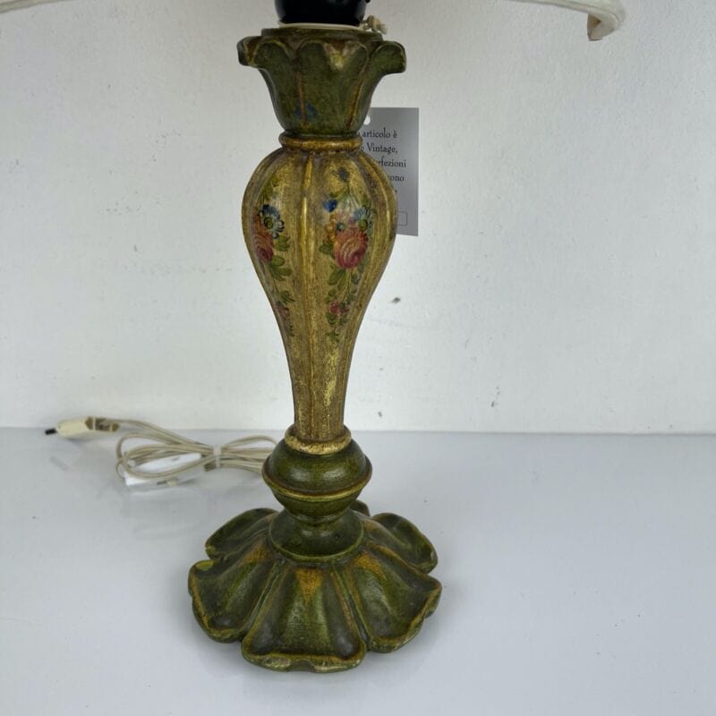 Lampada antica fiorentina da tavolo vintage Abatjour Lume in legno dipinto Verde Categoria  Lampade Appliques