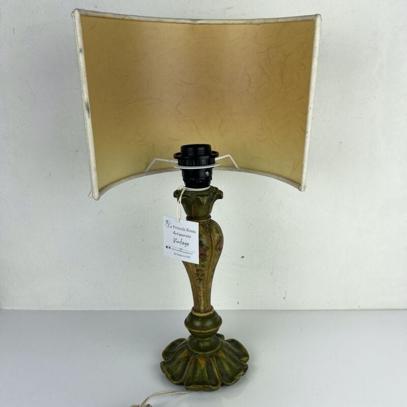 Lampada antica fiorentina da tavolo vintage Abatjour Lume in legno dipinto Verde Categoria  Lampade Appliques