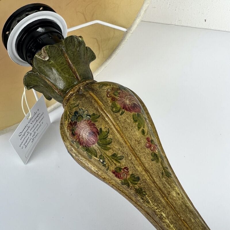 Lampada antica fiorentina da tavolo vintage Abatjour Lume in legno dipinto Verde Categoria  Lampade Appliques