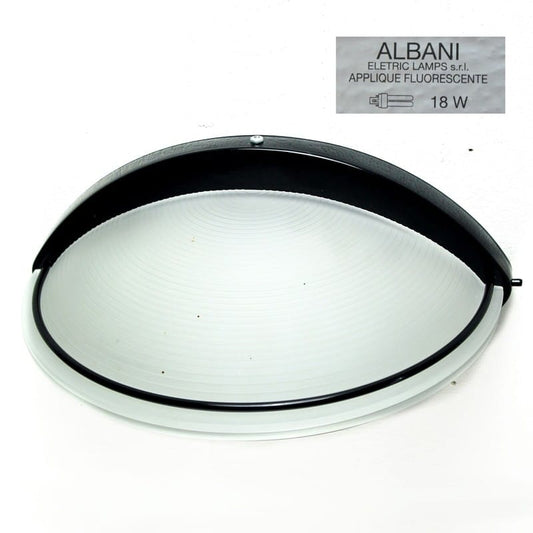 Lampada da parete applique mezzaluna in vetro satinato ALBANI modernariato nero Categoria  Lampade Appliques