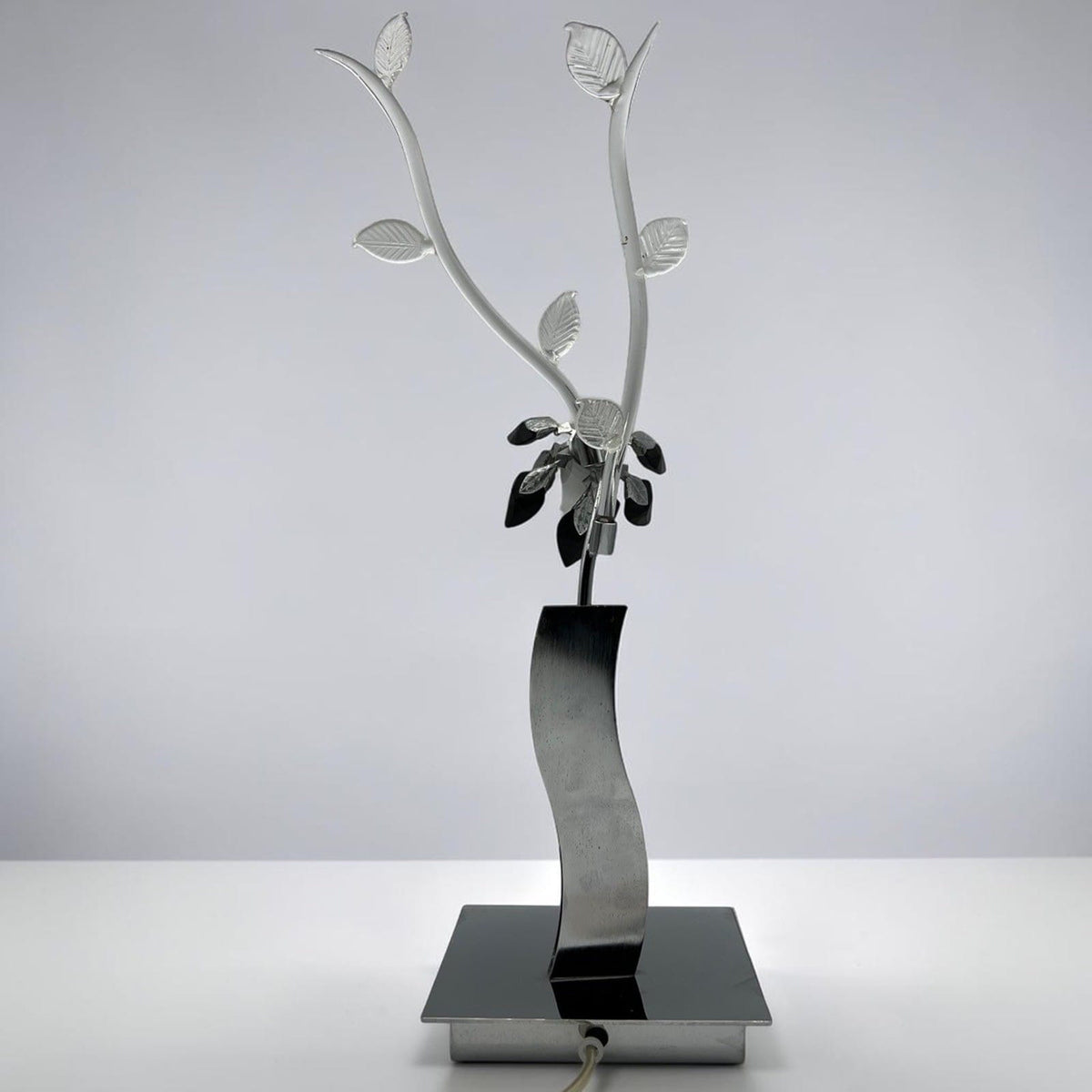 Lampada da tavolo Collezione Boccioli Cromata fiori Rami in vetro Murano LAMP Categoria  Lampade Appliques