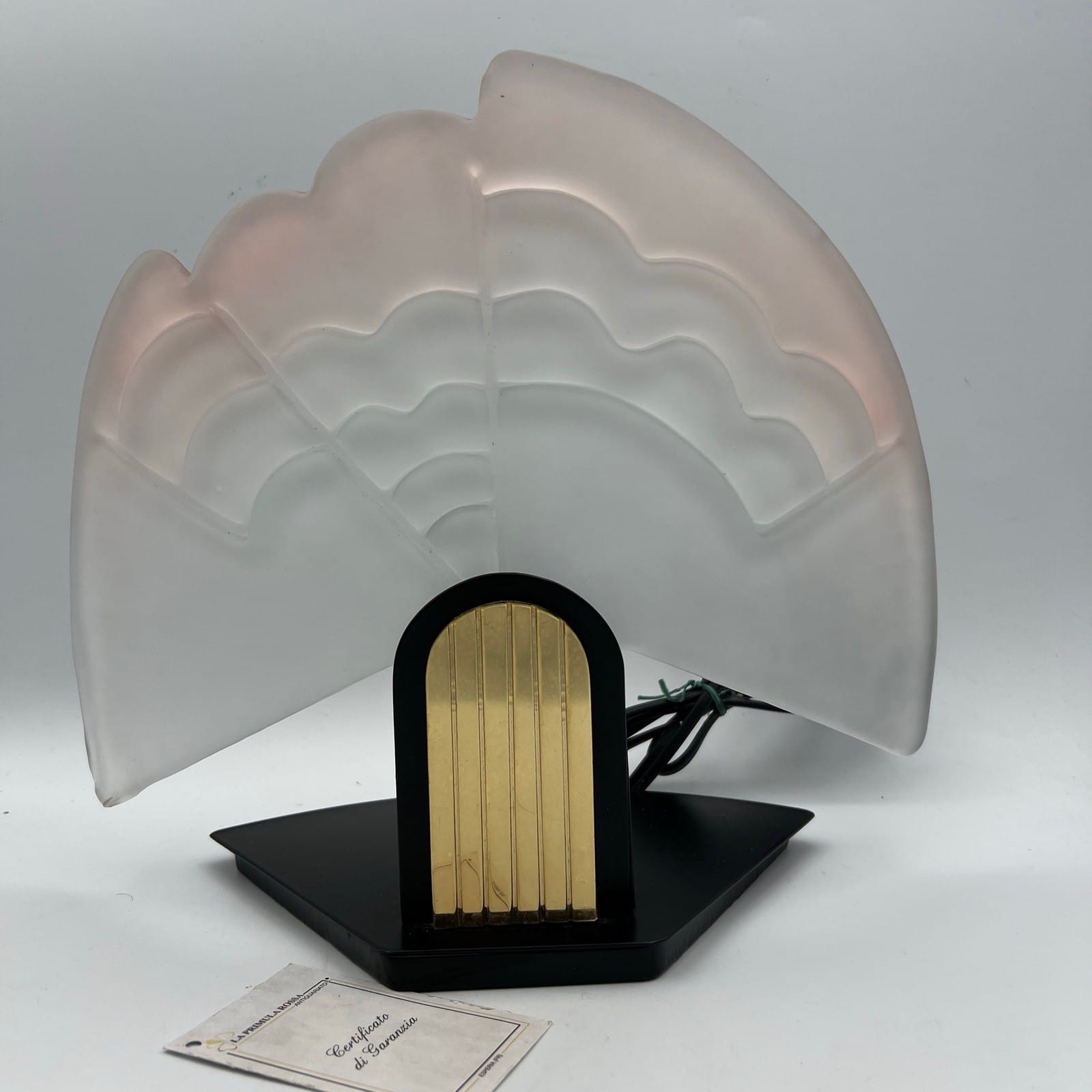 Lampada Da Tavolo Vintage stile Art Deco Con Vetro Ventaglio di Murano Satinato Categoria  Lampade Appliques