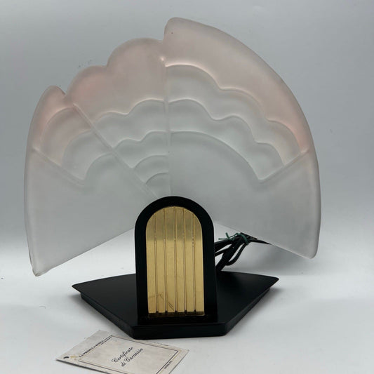 Lampada Da Tavolo Vintage stile Art Deco Con Vetro Ventaglio di Murano Satinato Categoria  Lampade Appliques