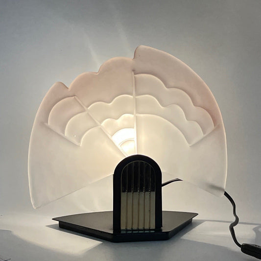 Lampada Da Tavolo Vintage stile Art Deco Con Vetro Ventaglio di Murano Satinato Categoria  Lampade Appliques