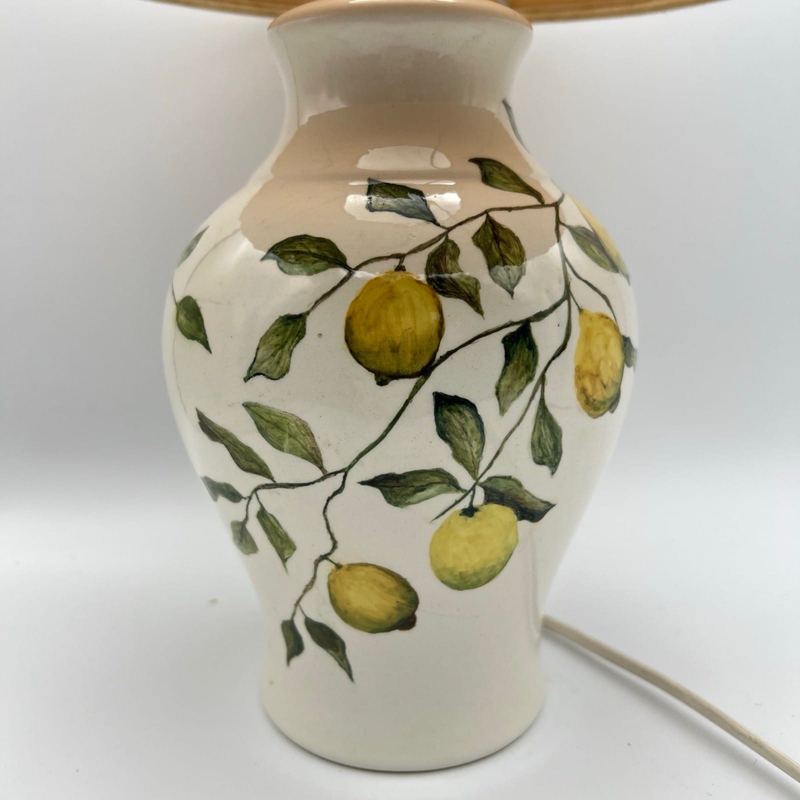 Lampada Vintage Da Tavolo In Ceramica Dipinta A Mano con Limoni Lume Categoria  Lampade Appliques