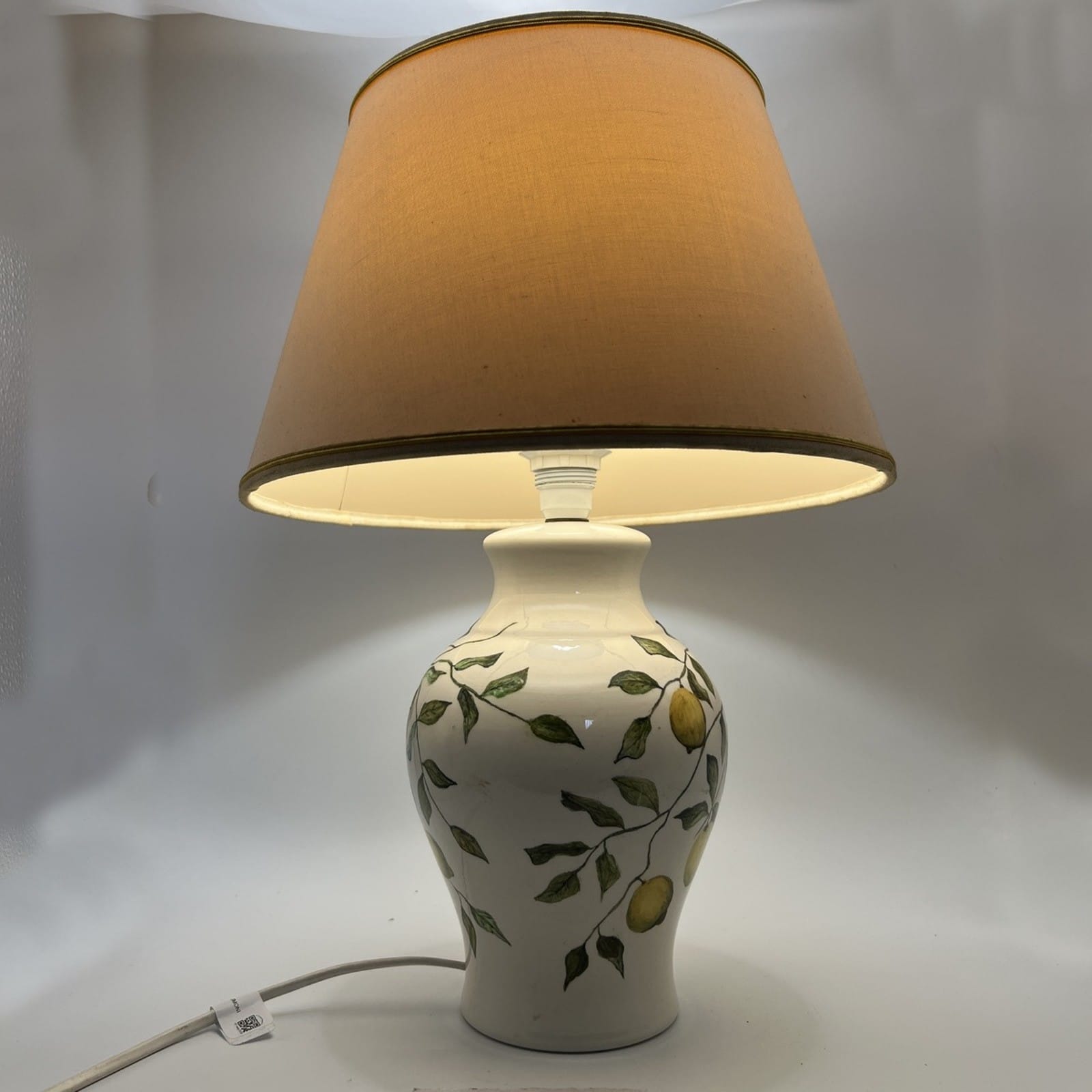 Lampada Vintage Da Tavolo In Ceramica Dipinta A Mano con Limoni Lume Categoria  Lampade Appliques