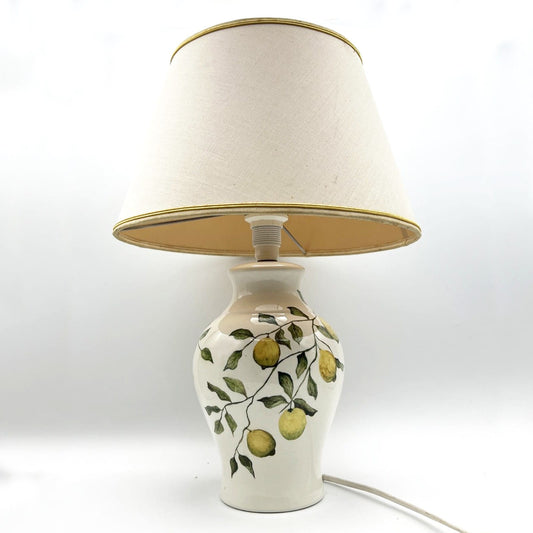 Lampada Vintage Da Tavolo In Ceramica Dipinta A Mano con Limoni Lume Categoria  Lampade Appliques
