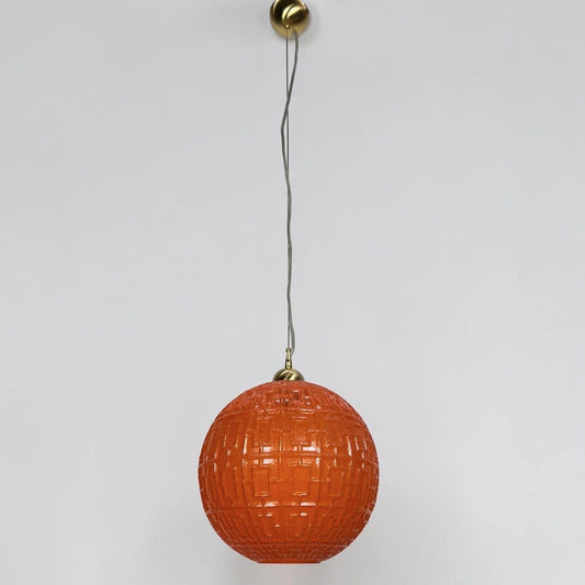 Lampadario a sospensione in vetro a sfera arancione Vintage anni '80 '90 Categoria  Lampade Appliques