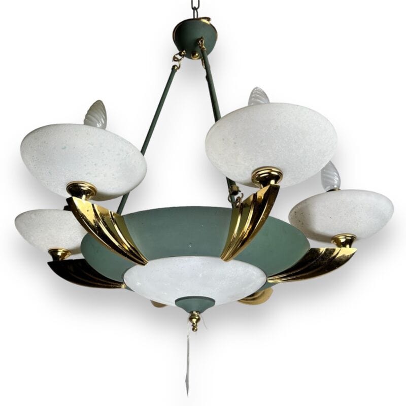 Lampadario anni 80 Lampada a sospensione vintage in stile Classico Verde e Oro Categoria  Lampade Appliques
