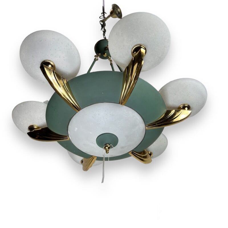 Lampadario anni 80 Lampada a sospensione vintage in stile Classico Verde e Oro Categoria  Lampade Appliques