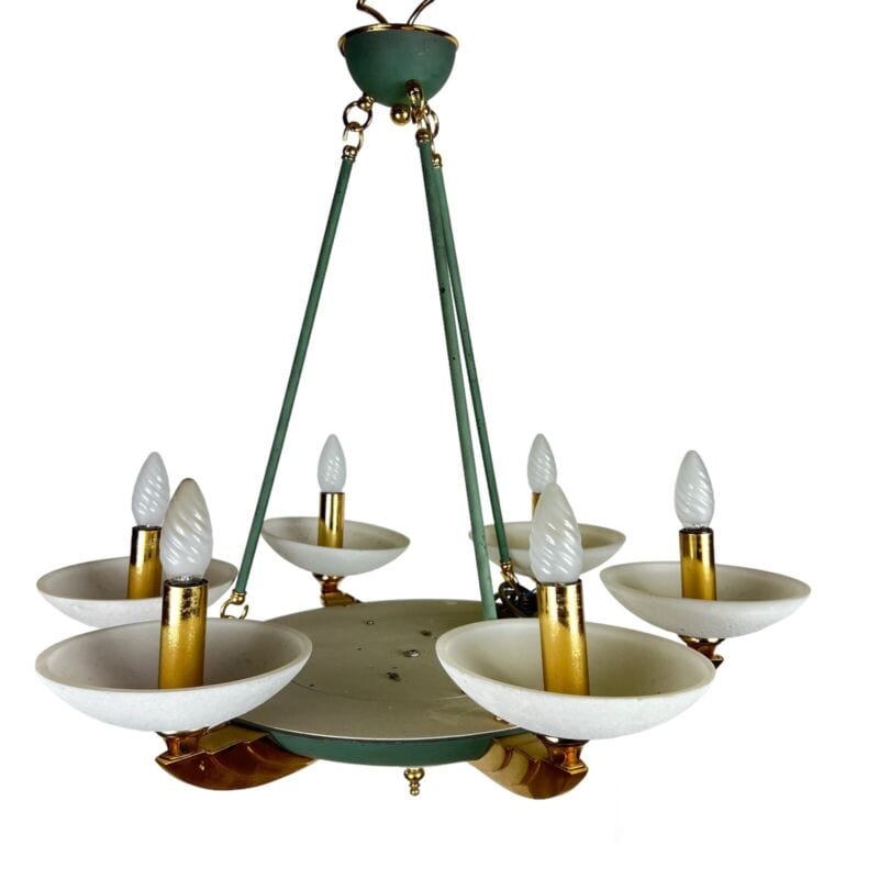 Lampadario anni 80 Lampada a sospensione vintage in stile Classico Verde e Oro Categoria  Lampade Appliques