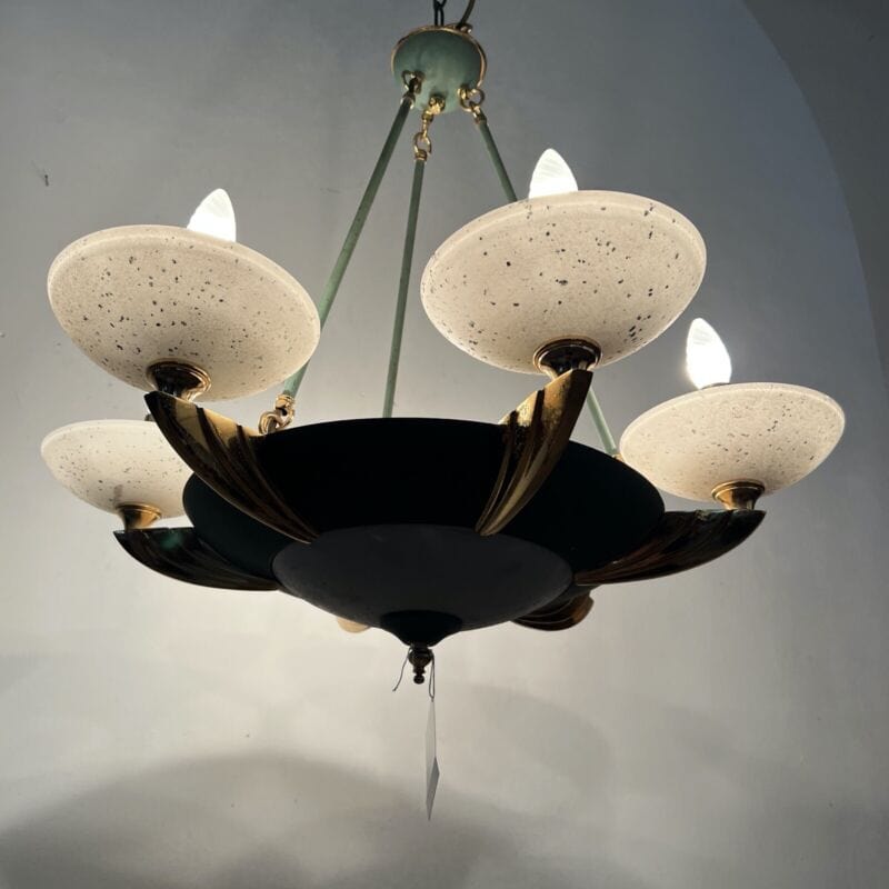 Lampadario anni 80 Lampada a sospensione vintage in stile Classico Verde e Oro Categoria  Lampade Appliques