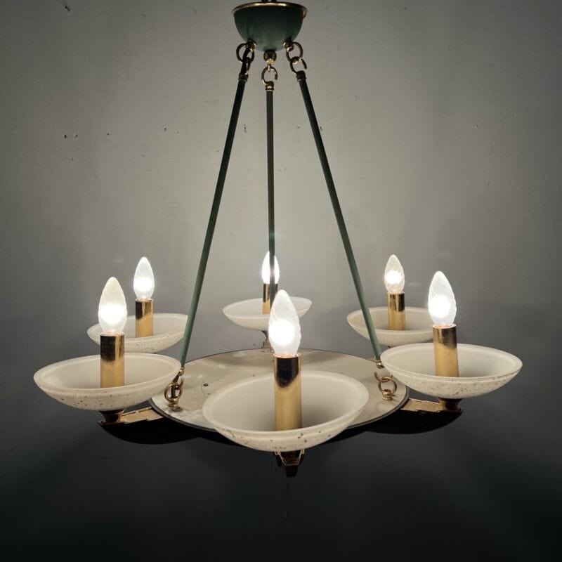 Lampadario anni 80 Lampada a sospensione vintage in stile Classico Verde e Oro Categoria  Lampade Appliques