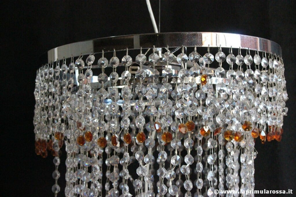 LAMPADARIO VINTAGE CON STRUTTURA CROMATA E  CRISTALLI SWAROVSKI LAMPADA RETRO' Categoria  Lampade Appliques