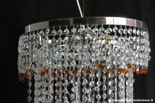 LAMPADARIO VINTAGE CON STRUTTURA CROMATA E  CRISTALLI SWAROVSKI LAMPADA RETRO' Categoria  Lampade Appliques
