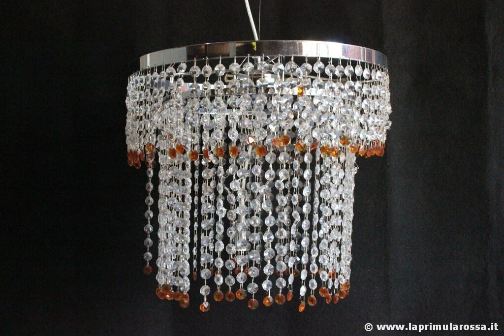 LAMPADARIO VINTAGE CON STRUTTURA CROMATA E  CRISTALLI SWAROVSKI LAMPADA RETRO' Categoria  Lampade Appliques