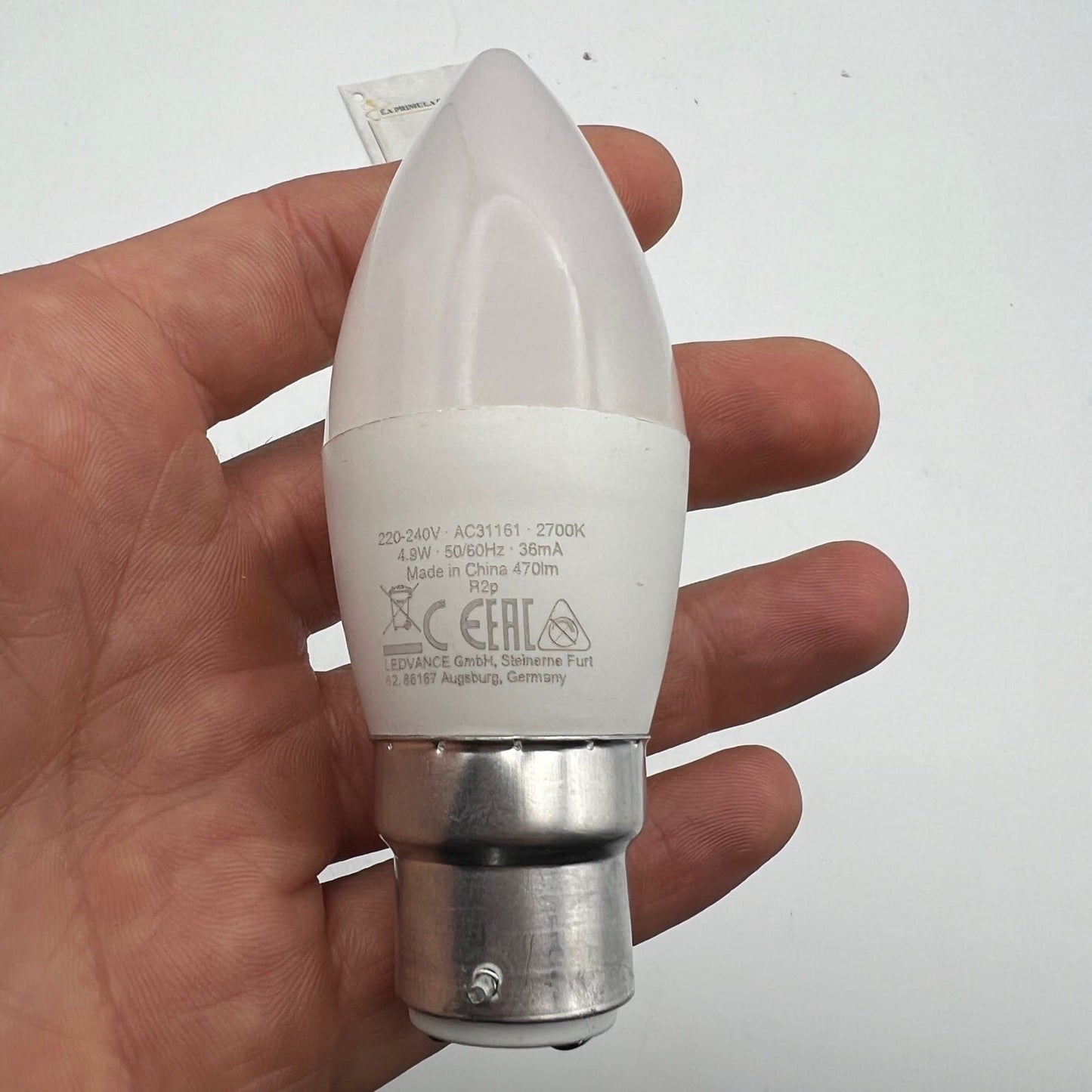 Lampadina a Baionetta per Lampada Abatjour Lume attacco antico B22 forma candela Categoria  Lampade Appliques