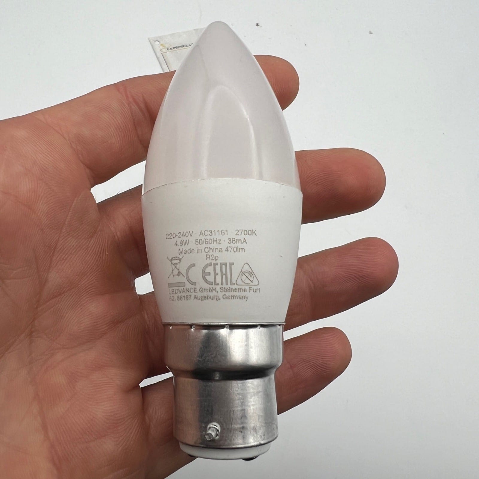 Lampadina a Baionetta per Lampada Abatjour Lume attacco antico B22 forma candela Categoria  Lampade Appliques