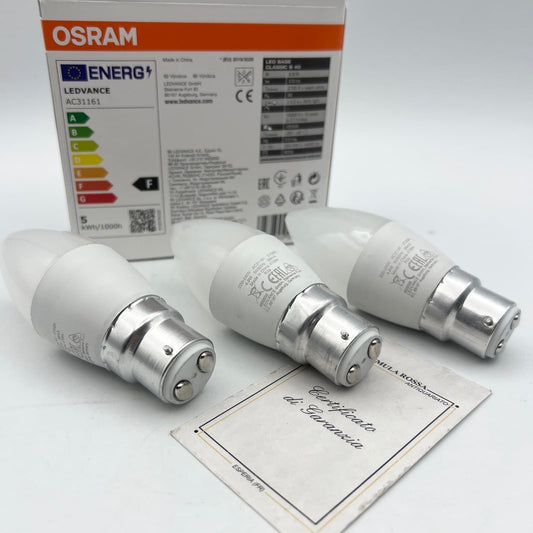 Lampadina a Baionetta per Lampada Abatjour Lume attacco antico B22 forma candela Categoria  Lampade Appliques