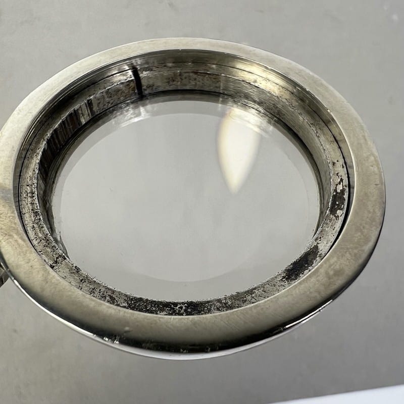 Lente di ingrandimento antica vintage da tavolo scrivania foca in silver plate Categoria  Sheffield & Argento