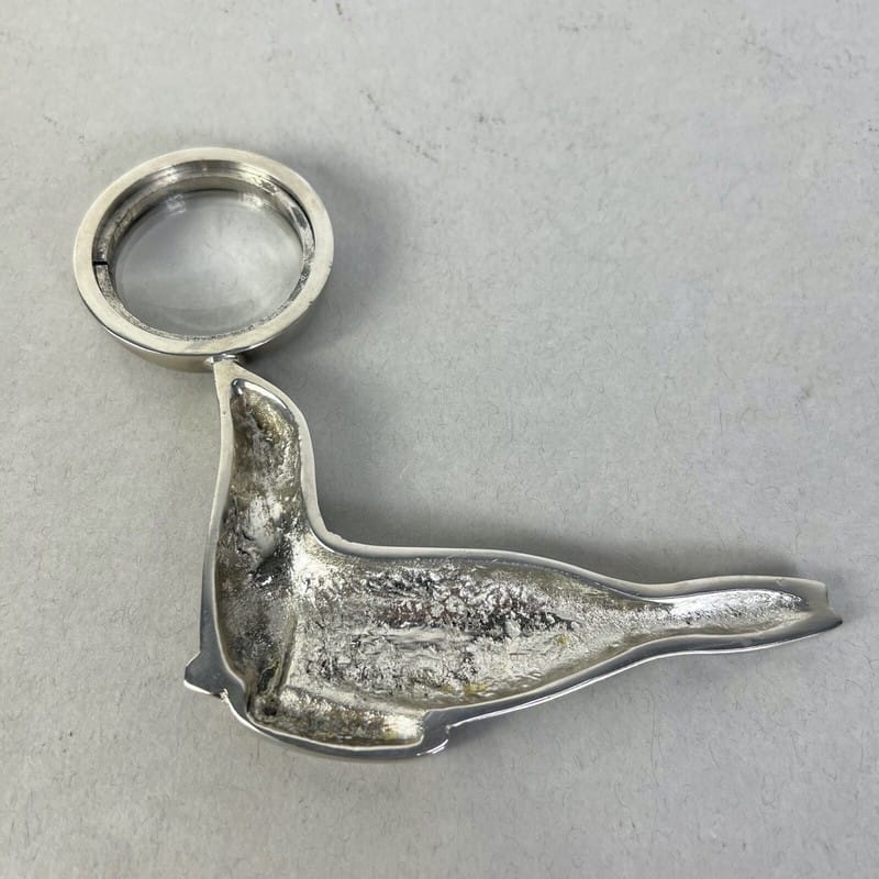 Lente di ingrandimento antica vintage da tavolo scrivania foca in silver plate Categoria  Sheffield & Argento