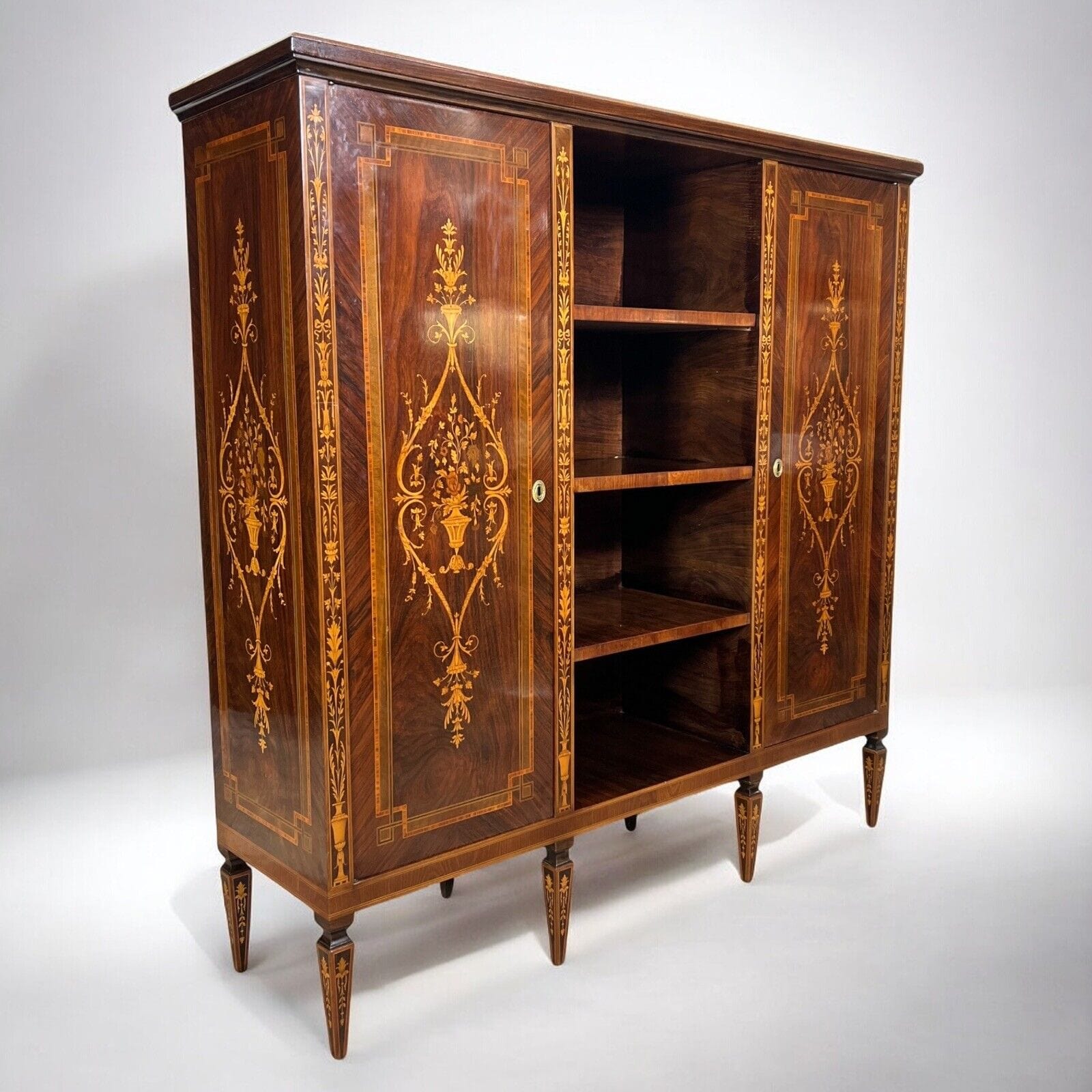 Libreria antica in stile LUIGI XVI Etagere 900 mobile legno intarsiato soggiorno Categoria  Vetrine