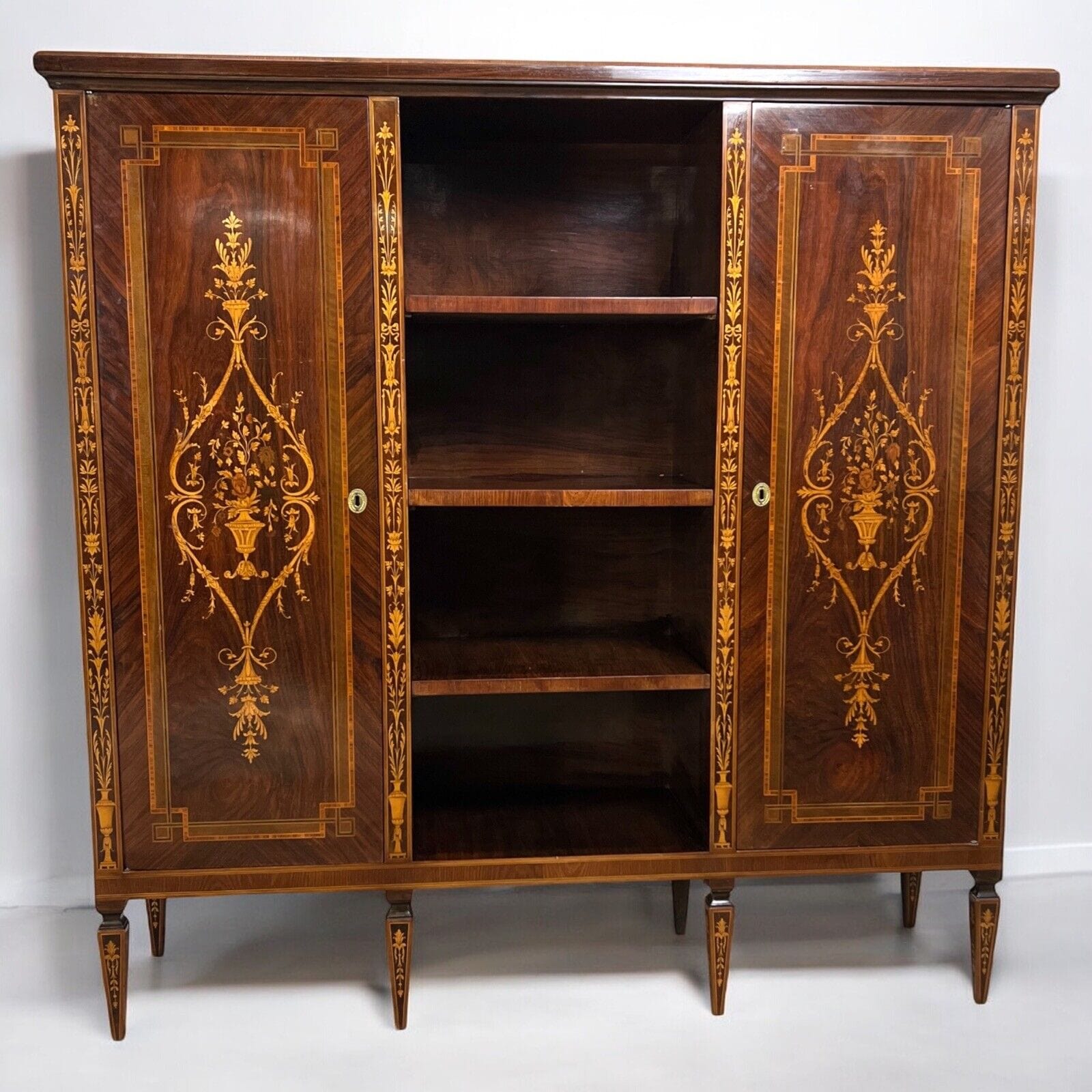 Libreria antica in stile LUIGI XVI Etagere 900 mobile legno intarsiato soggiorno Categoria  Vetrine
