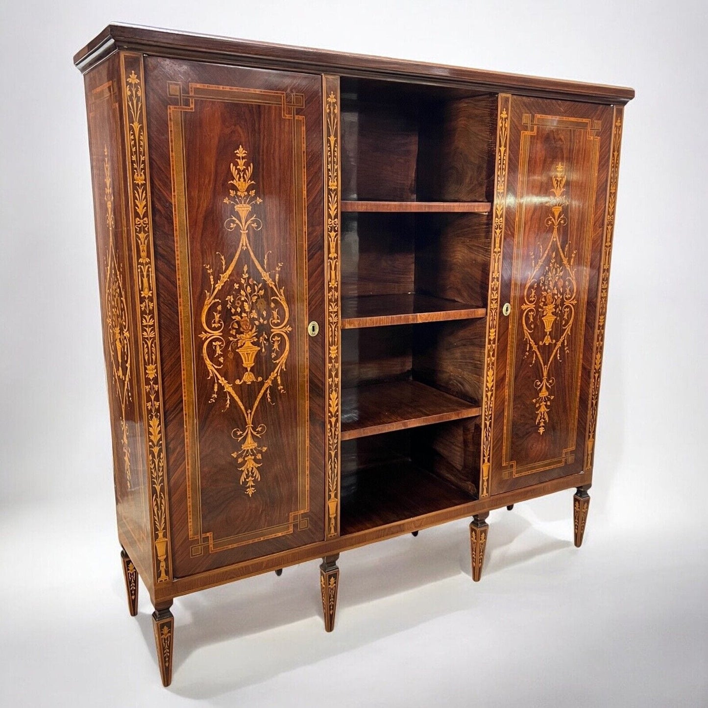 Libreria antica in stile LUIGI XVI Etagere 900 mobile legno intarsiato soggiorno Categoria  Vetrine