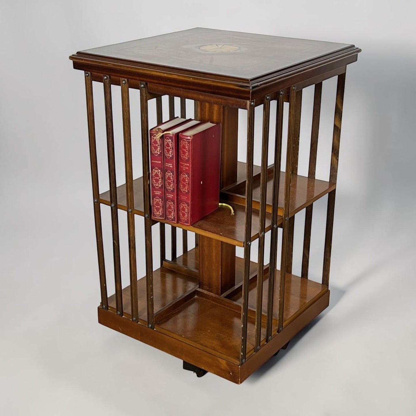 Libreria girevole stile antico vittoriano inglese in legno reggilibri tavolo Categoria  Mensole