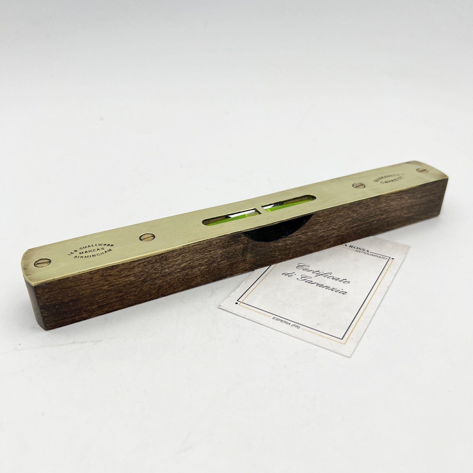 Livella a due bolle antica in legno e ottone XX secolo inglese strumento  900 Categoria  Attrezzi e Strumenti