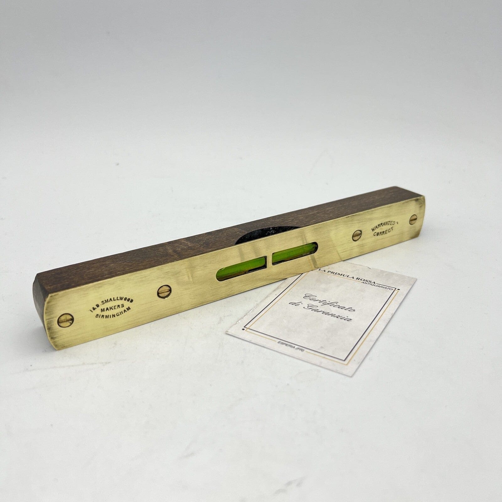 Livella a due bolle antica in legno e ottone XX secolo inglese strumento  900 Categoria  Attrezzi e Strumenti