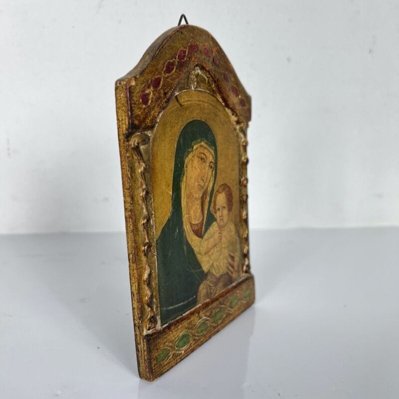 Madonna con bambino antica in legno e oro Icona religiosa Santa Maria dei Servi Categoria  Oggetti sacri - rosari