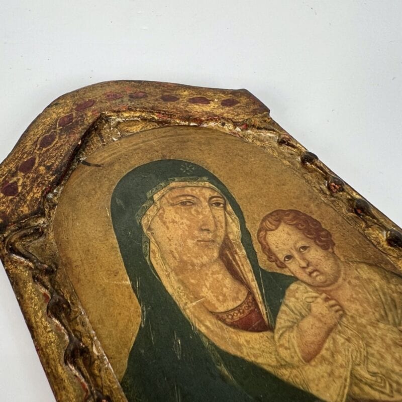 Madonna con bambino antica in legno e oro Icona religiosa Santa Maria dei Servi Categoria  Oggetti sacri - rosari