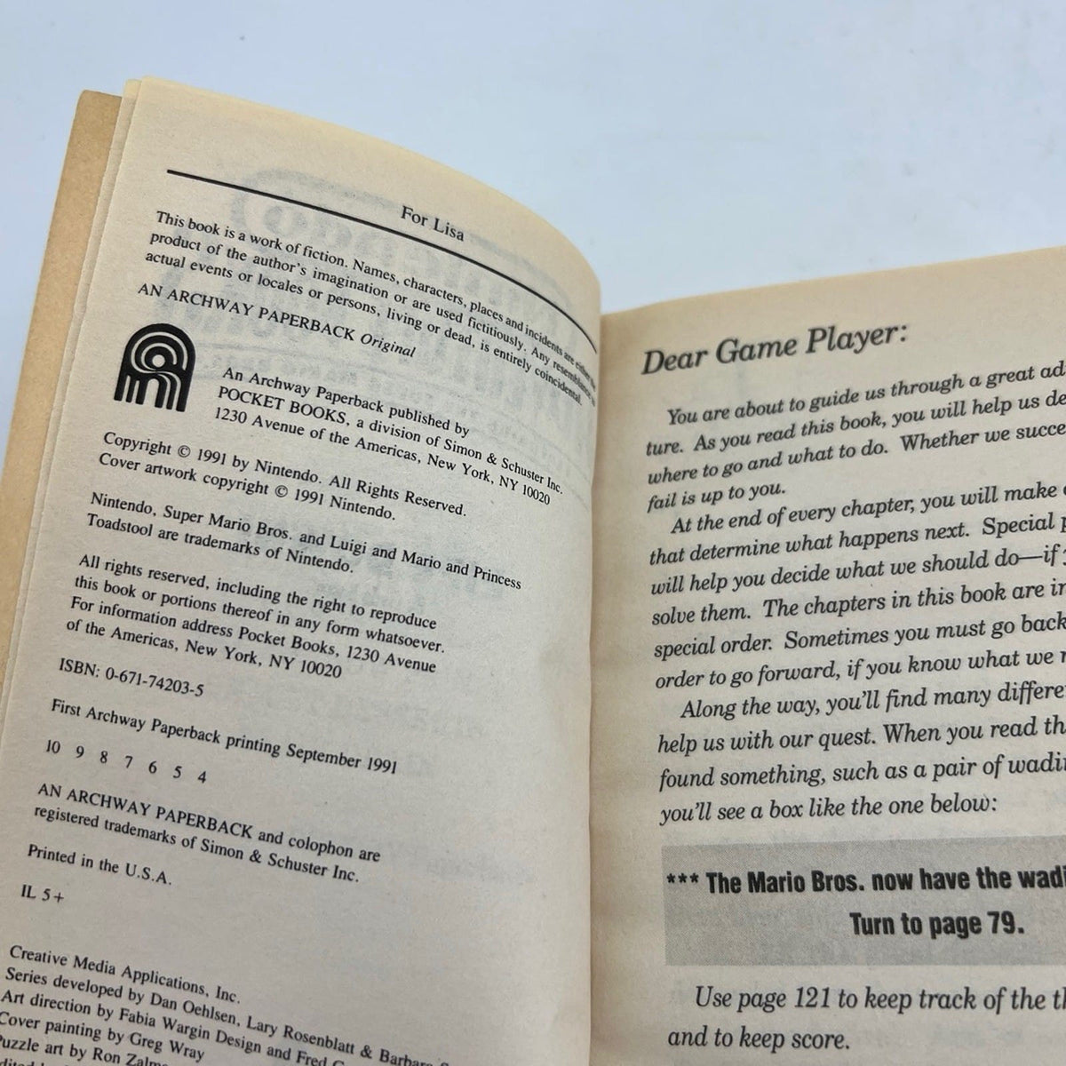 Manuale Libretto Libro Nintendo 1991 Adventure Books Pipe Down vintage Categoria  Libri